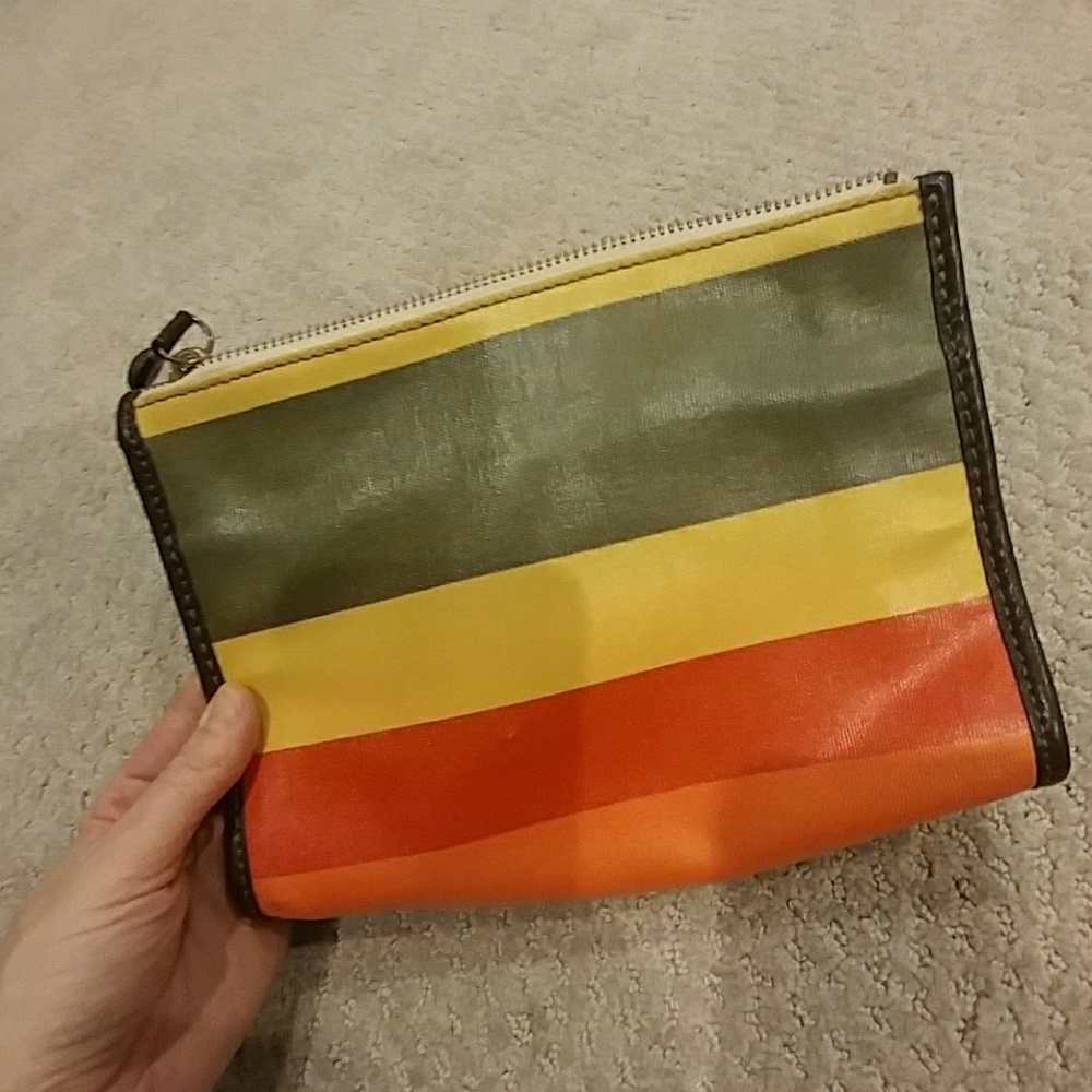 JCrew Cosmetic Pouch with Leather Trim