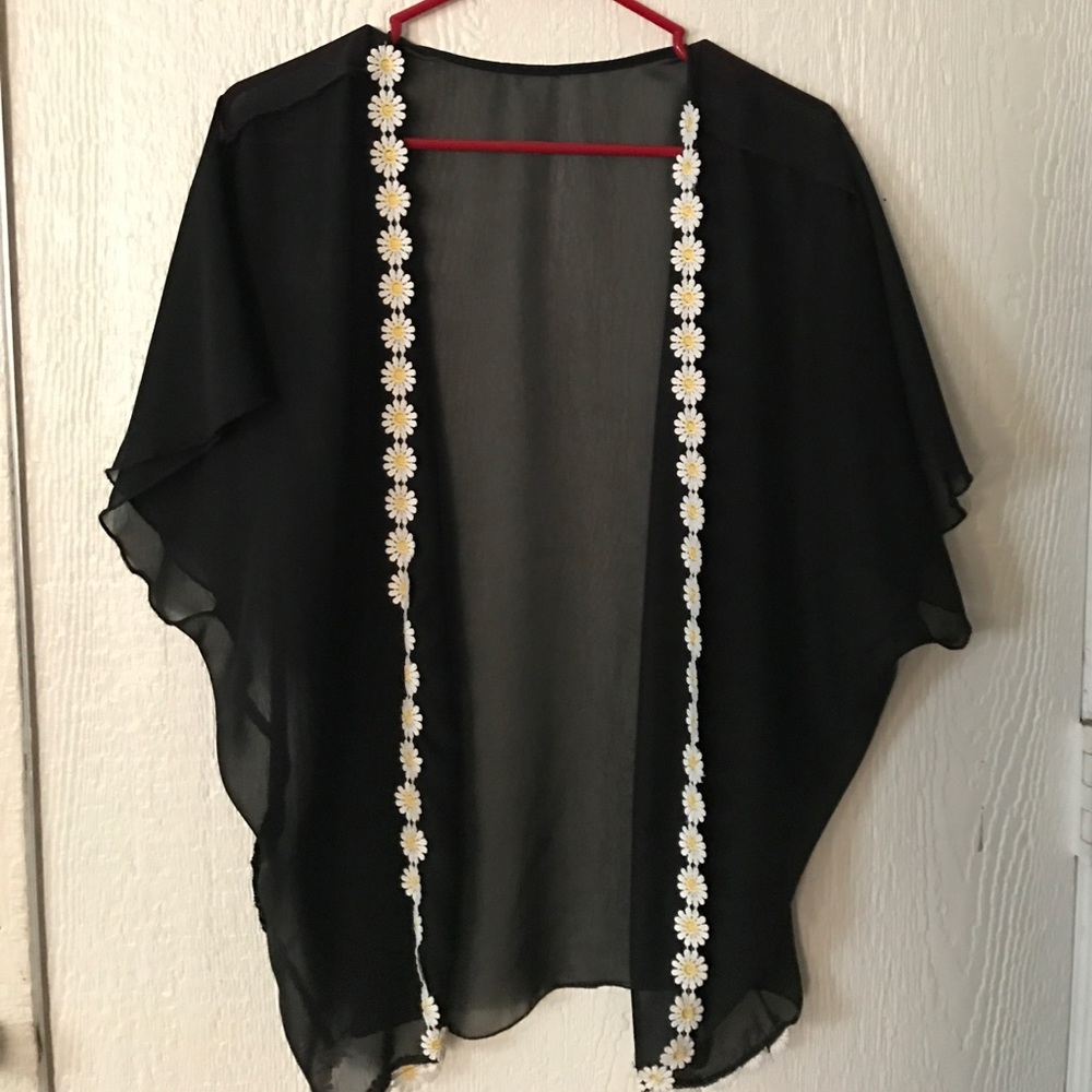 See through black cardigan