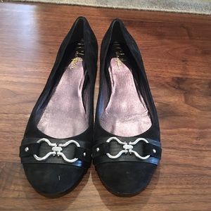 Cole Haan black suede flats.