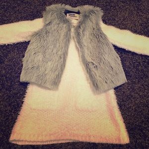 Osh Gosh sweater dress and fur vest