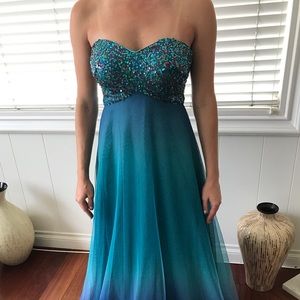 Teal ombré prom / pageant gown