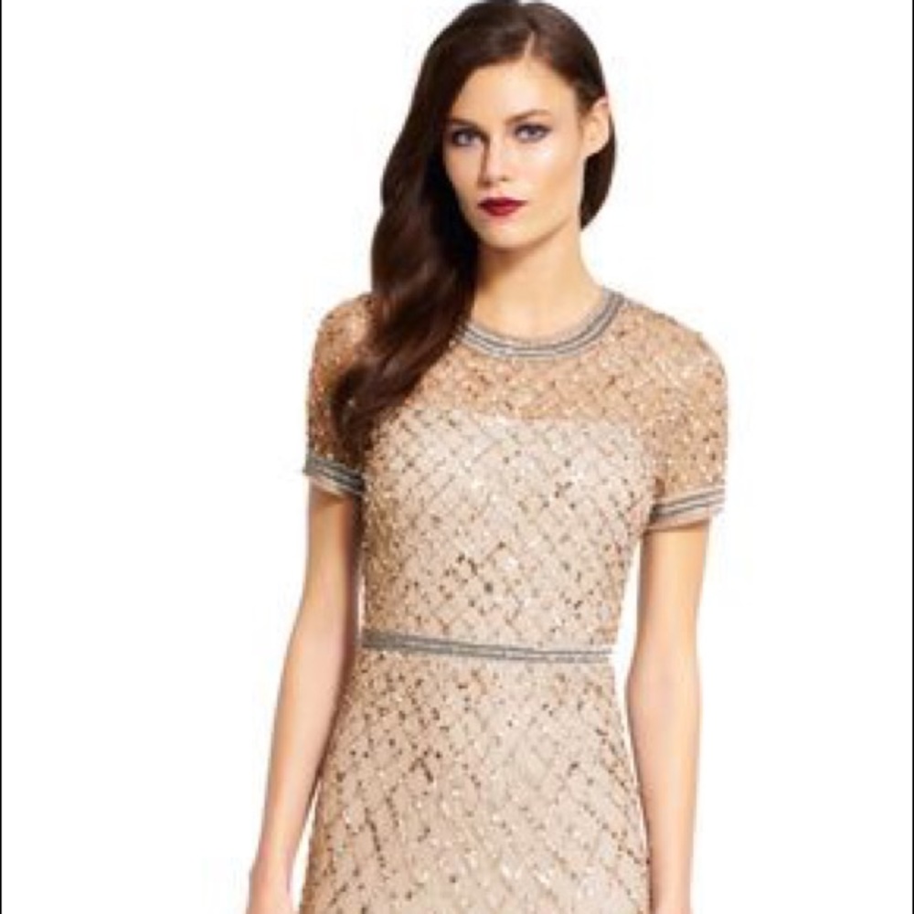 Adrianna Papell beaded lattice formal gown size 2