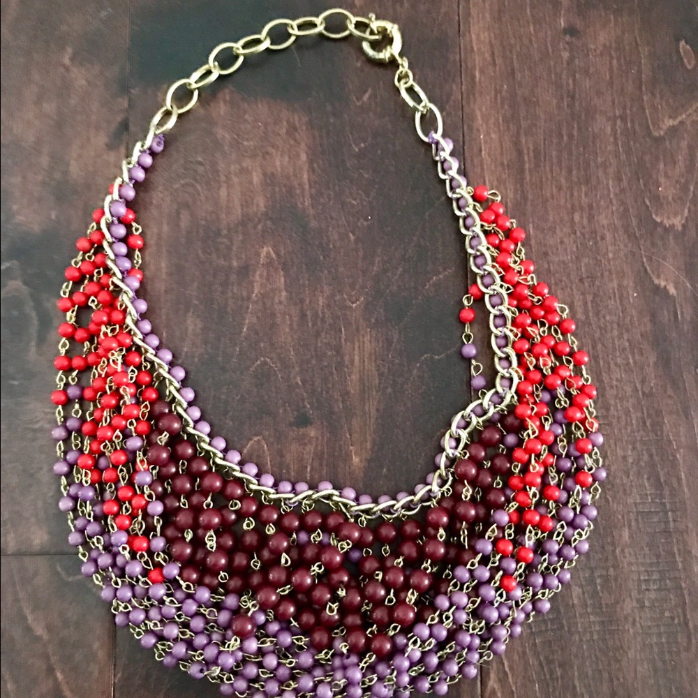 Multilayered beaded bib necklace