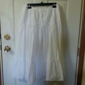 Talbots White Cotton Boho Peasant Hippie Skirt 12