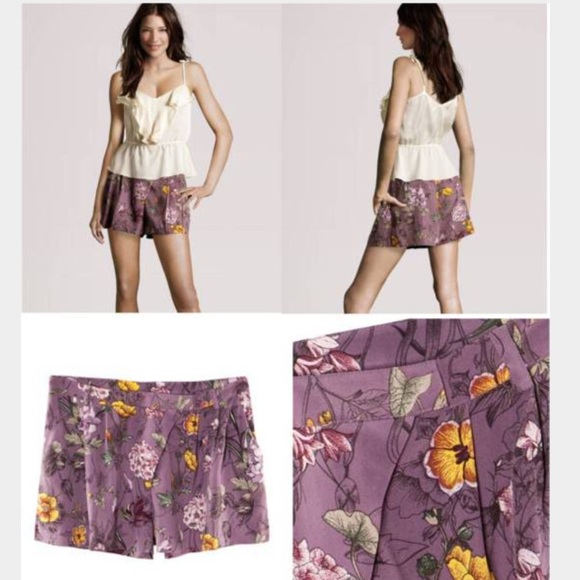 H&M Pants - H&M Asymmetrical Purple Floral Shorts
