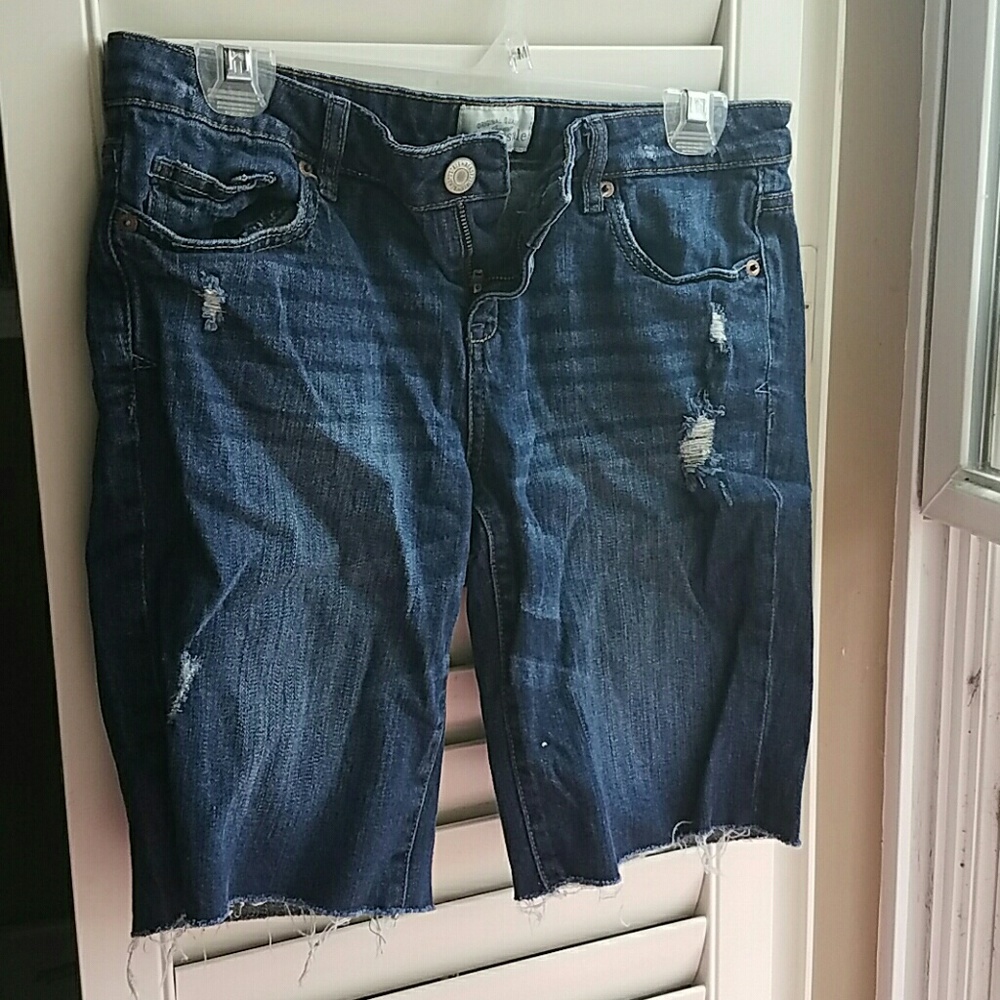 Distressed jean shorts