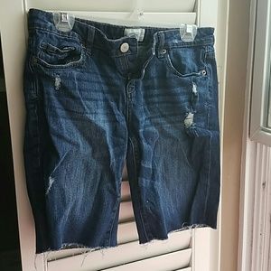 Distressed jean shorts