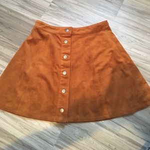 Brown faux suede skirt