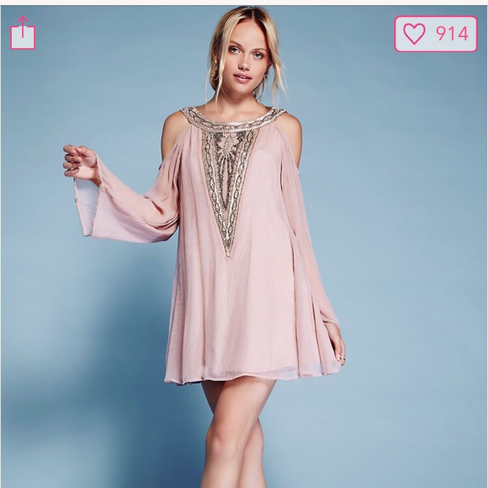 NWT Free People Beaded Luna Mini PINK