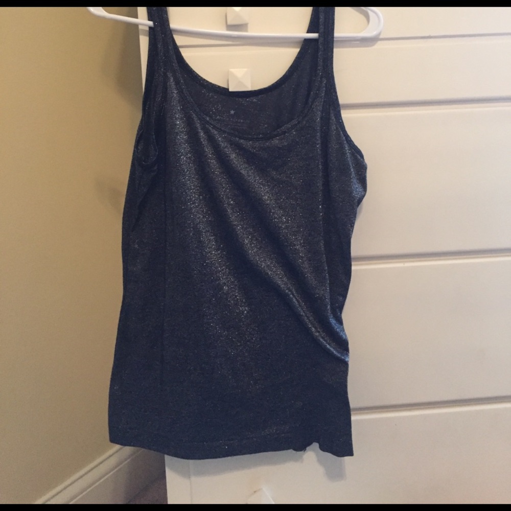 Banana republic black and silver metallic tank top