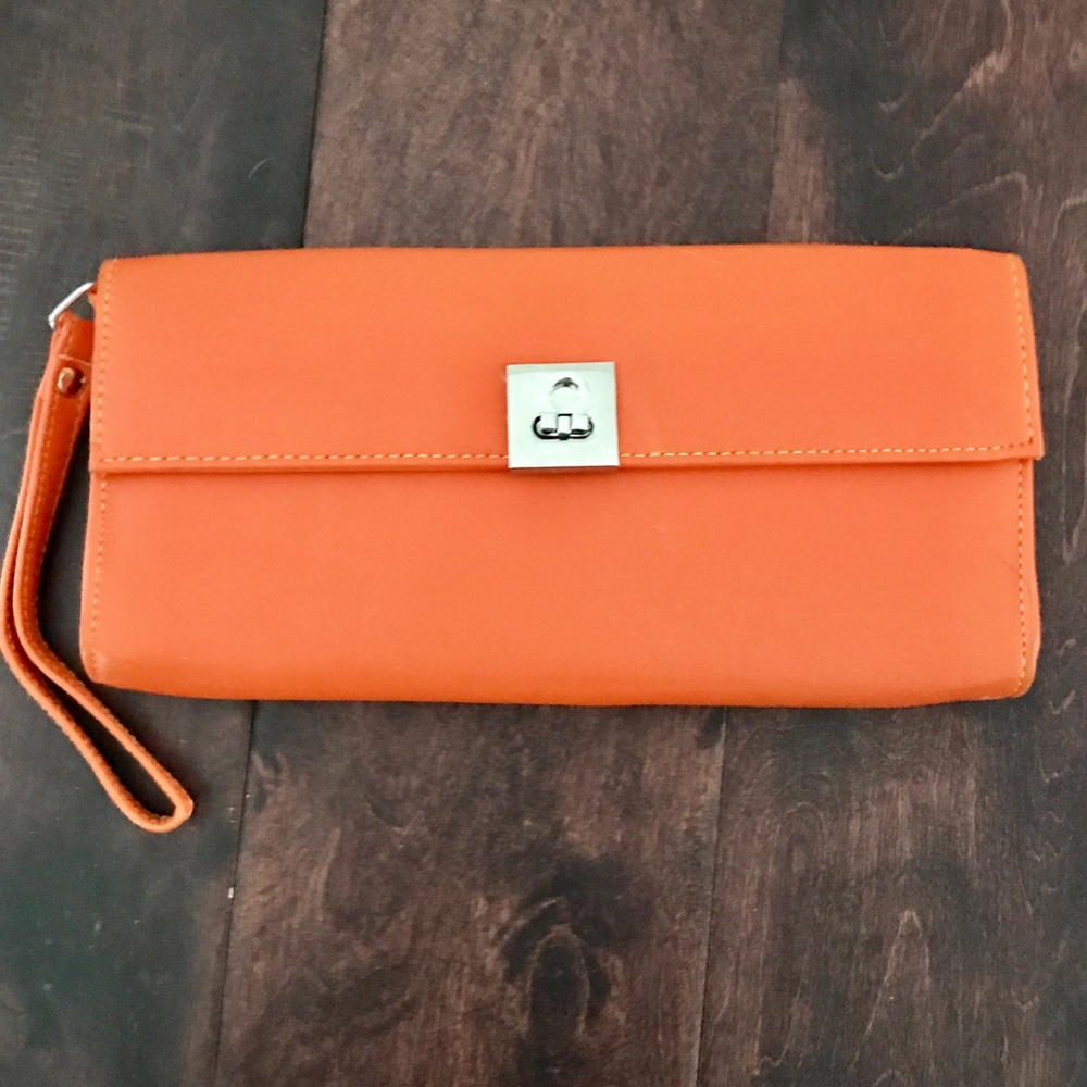 Orange and yellow wristlet/ clutch
