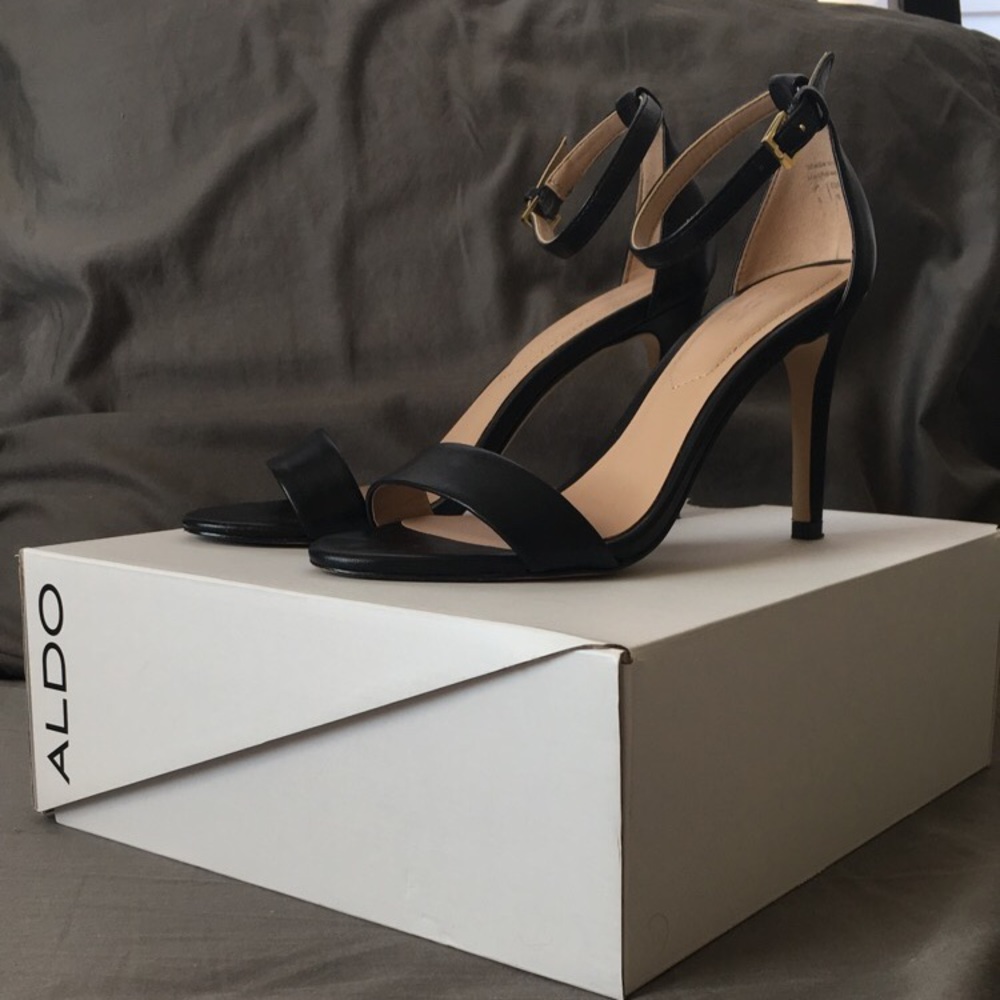 Aldo "Caragna" Black Ankle Strap Heels
