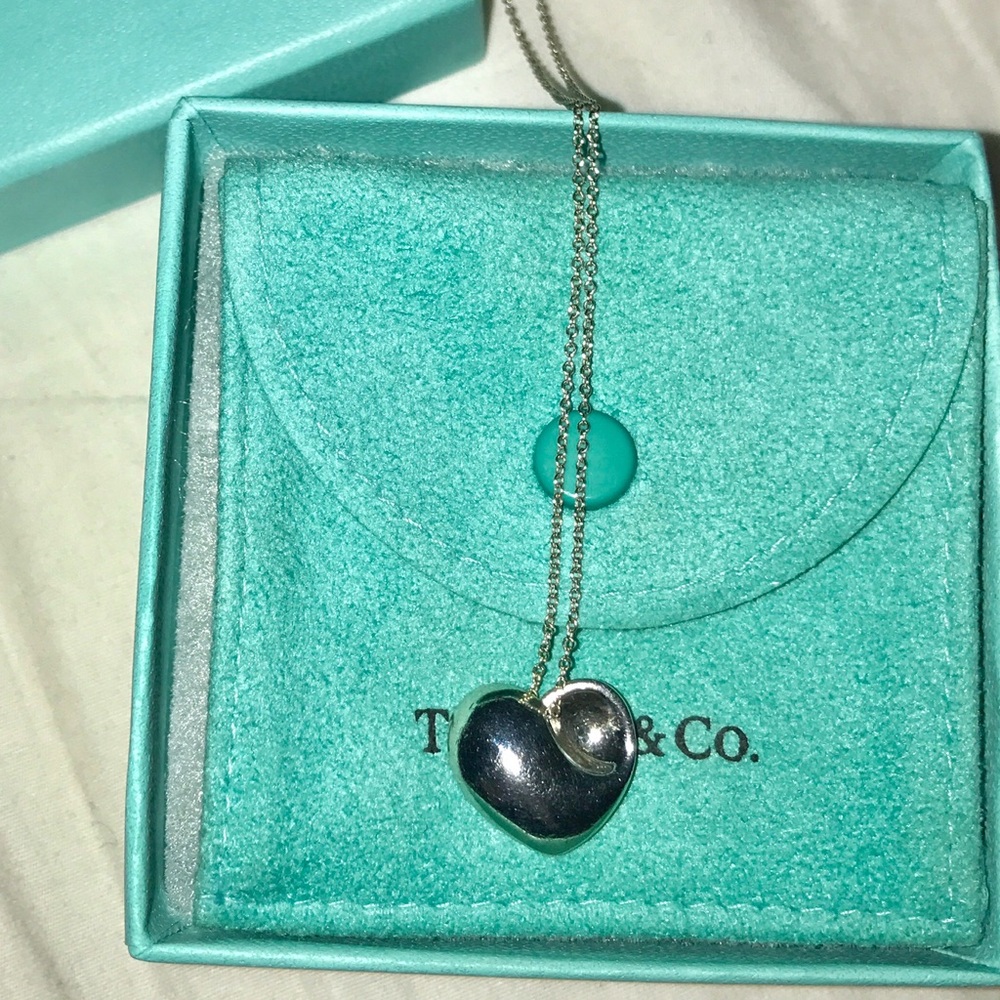 Tiffany & Co Silver Folded Heart Necklace Pendant