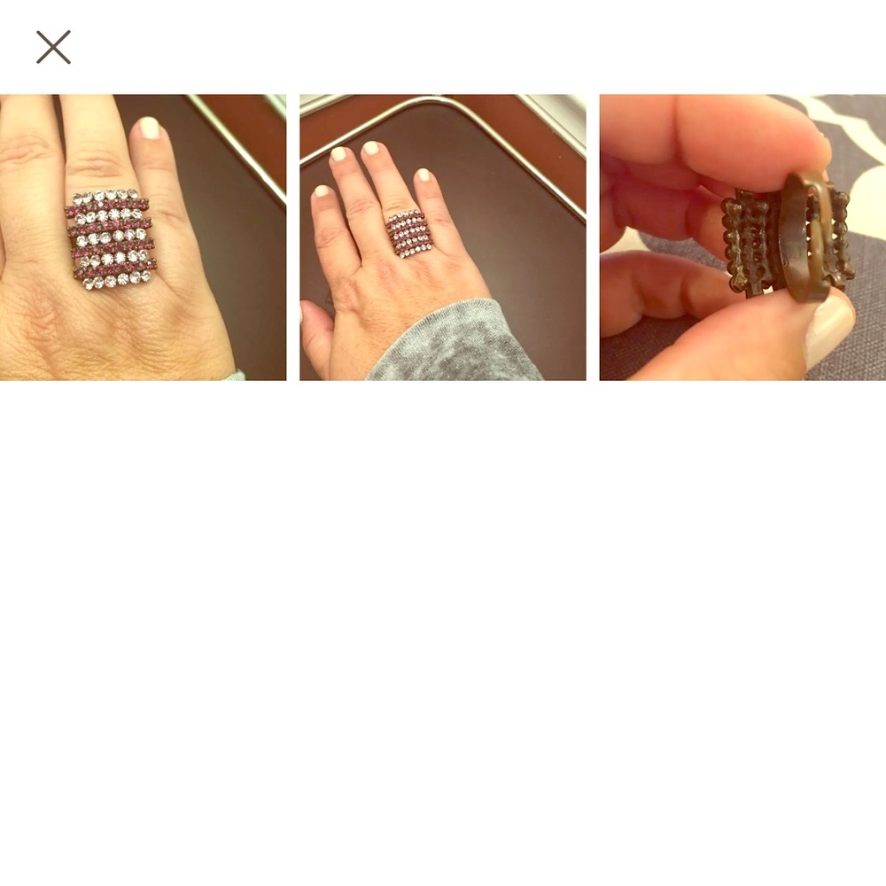 Beautiful Purple Crystal Adjustable Ring, NEW!