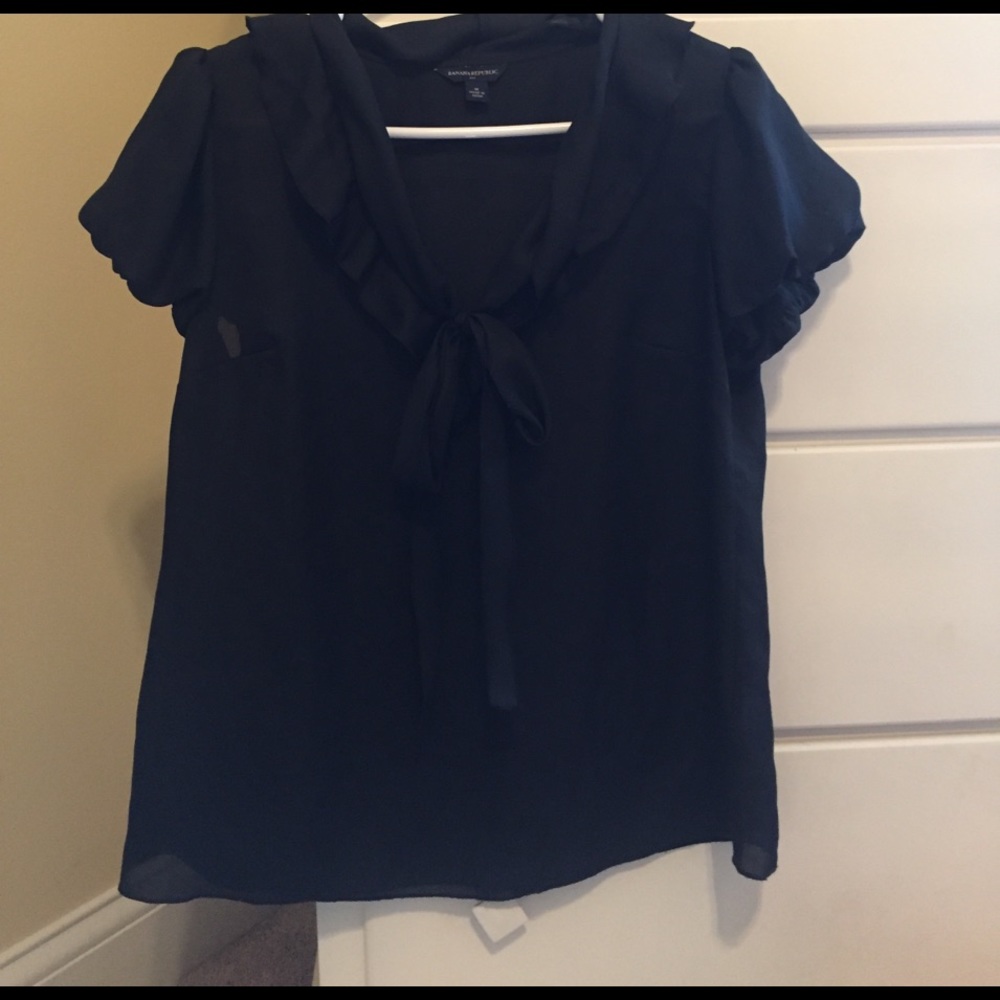 Banana republic black bow blouse medium