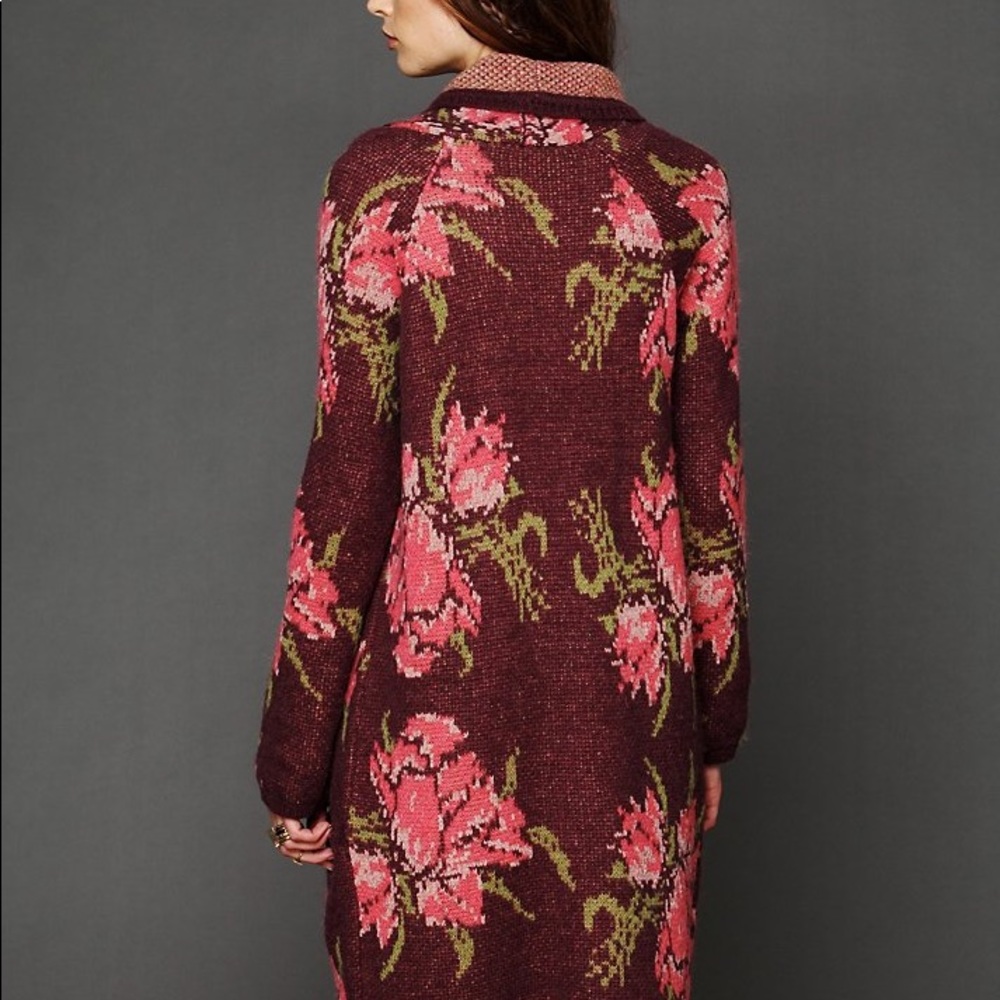 Free People purple maroon Flower Power Cardigan M - Picture 2 of 6