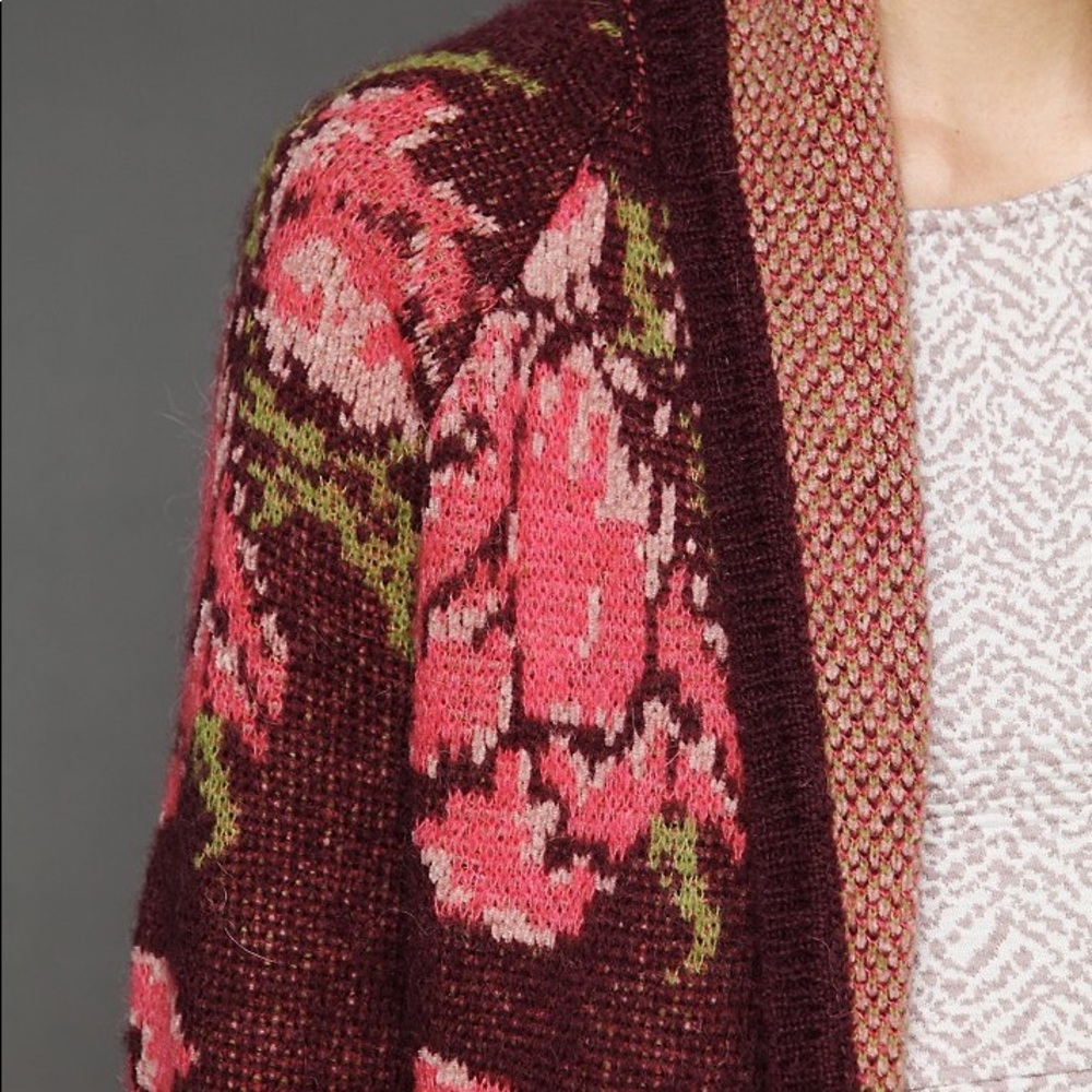 Free People purple maroon Flower Power Cardigan M - Picture 3 of 6