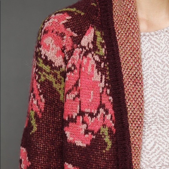 Free People purple maroon Flower Power Cardigan M - Picture 3 of 6