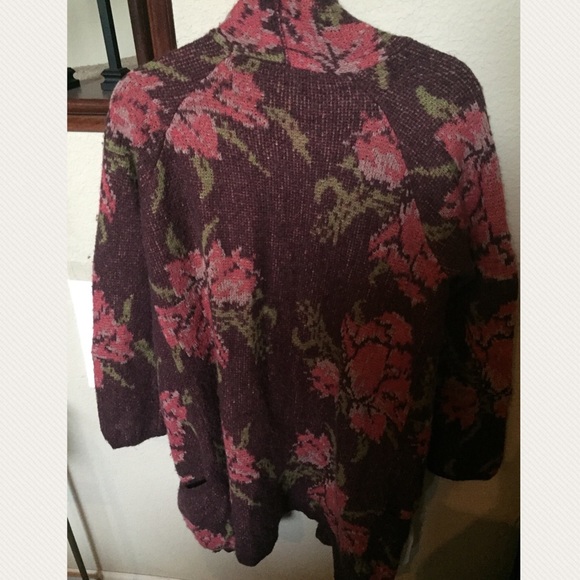 Free People purple maroon Flower Power Cardigan M - Picture 5 of 6
