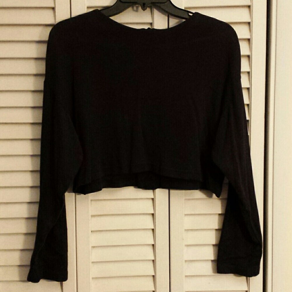 Long sleeve black crop top