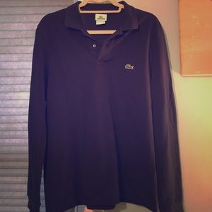 Men's Size 3 Long Sleeved Navy Blue Lacoste Polo