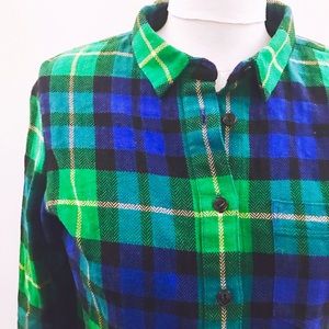 Madewell Bright Green Plaid Top