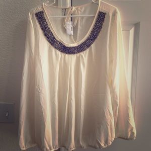 Maurice's Ivory Long Sleeved Blouse