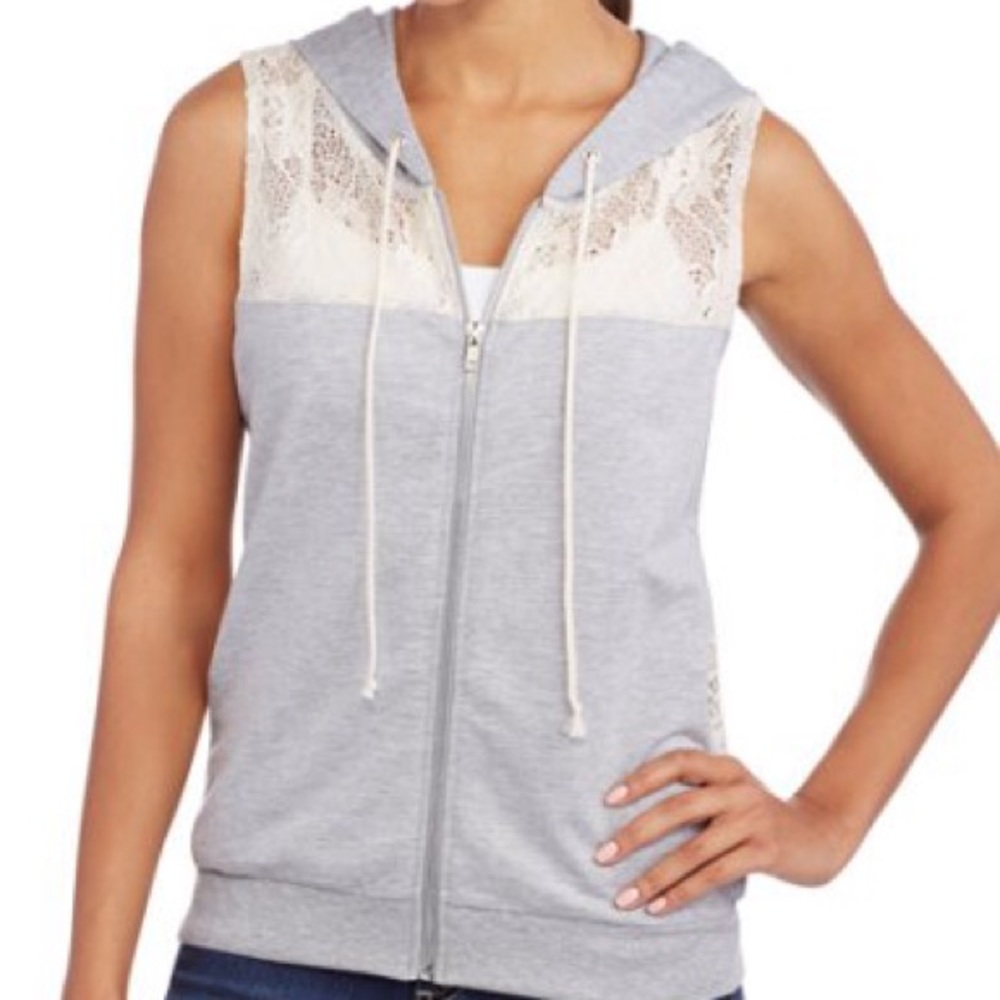 Gray hooded vest