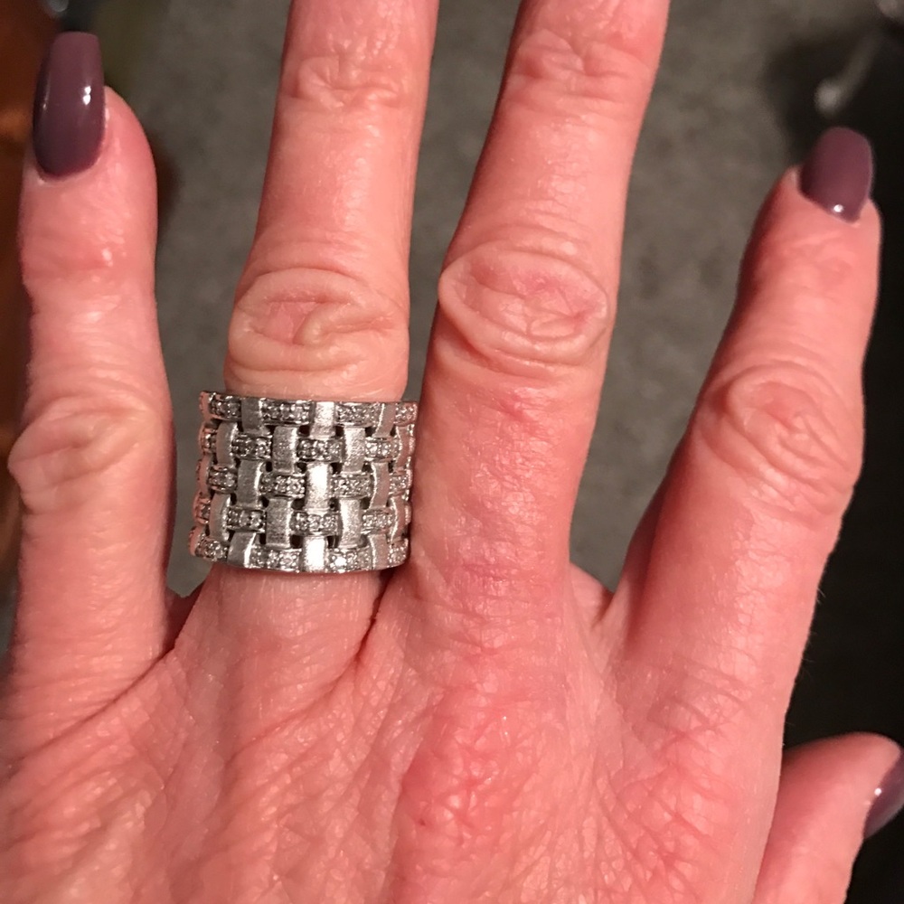 Sterling silver basket weave ring