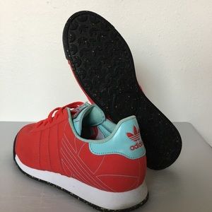 Adidas red & turquoise sneakers