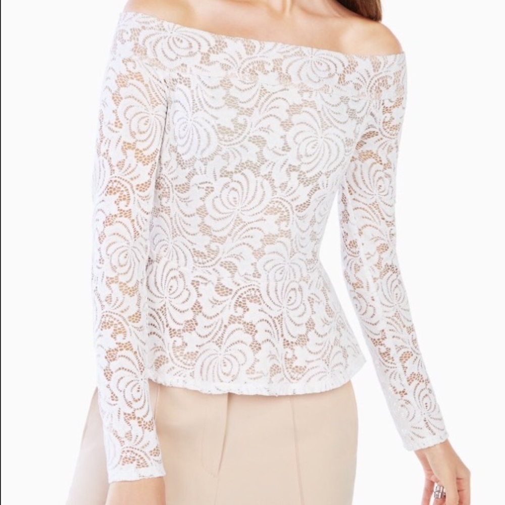 NWT BCBG Alea Off The Shoulder Lace Top