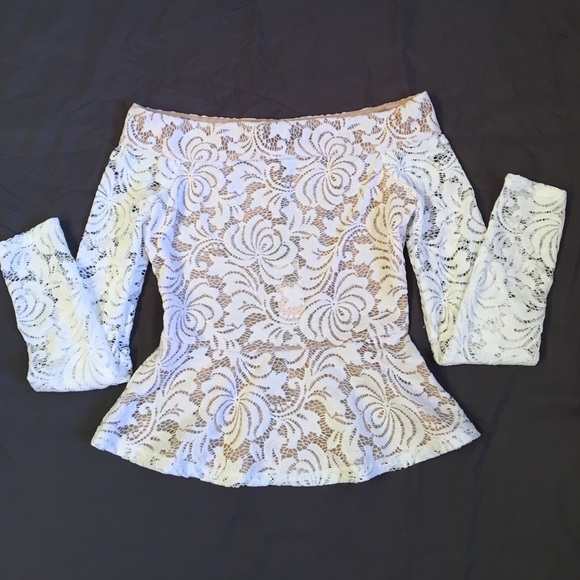 NWT BCBG Alea Off The Shoulder Lace Top - Picture 3 of 6