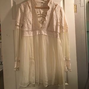 Free People Crochet Embroidered Sheer Dress