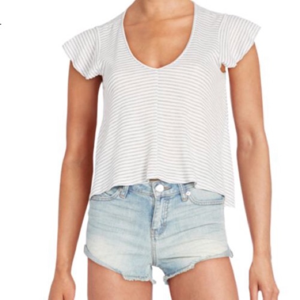 BCBGeneration Heather Gray Striped Knit Top