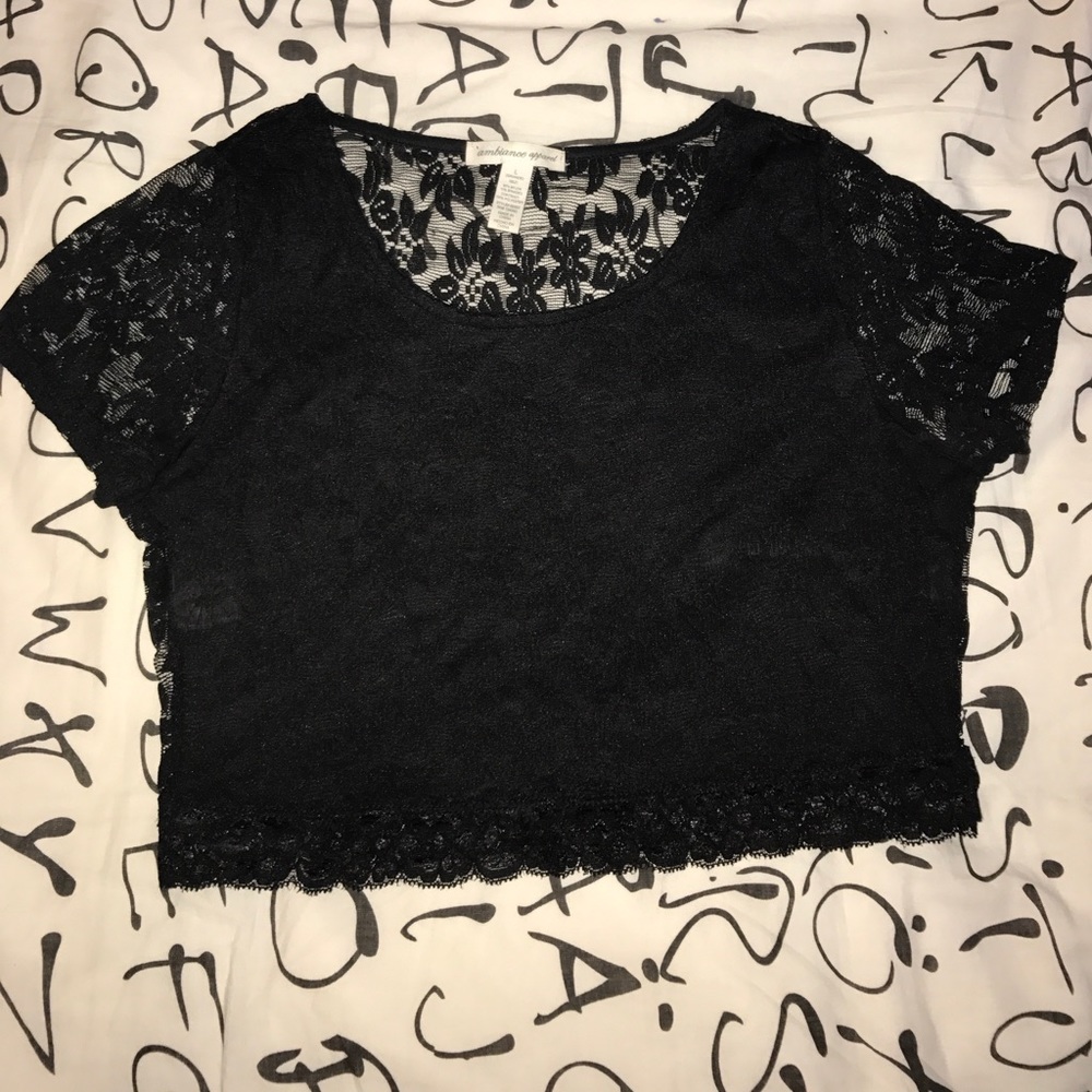 Black laced crop top