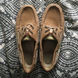 Sperry's Top Siders, tan with pink and green!