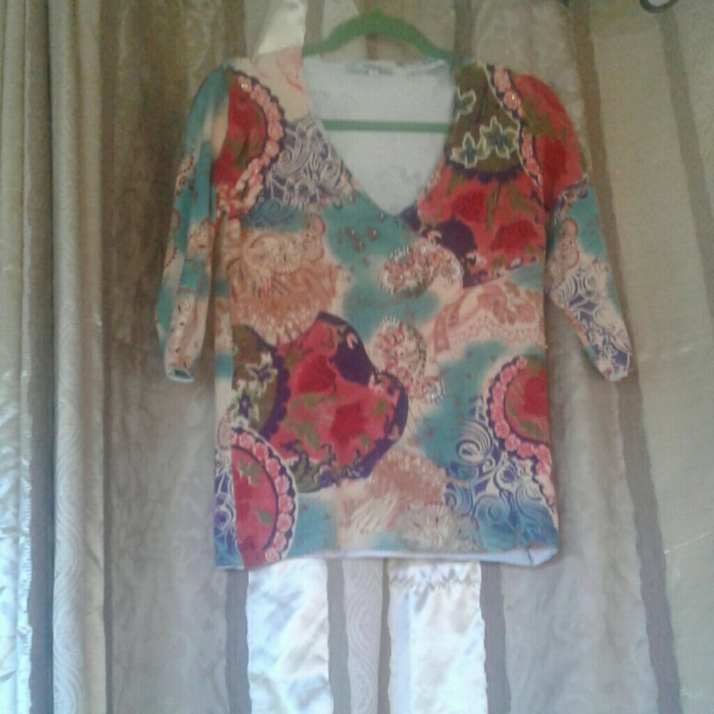 Beaded & Embellished VERTIGO PARIS V- Neck Sweater