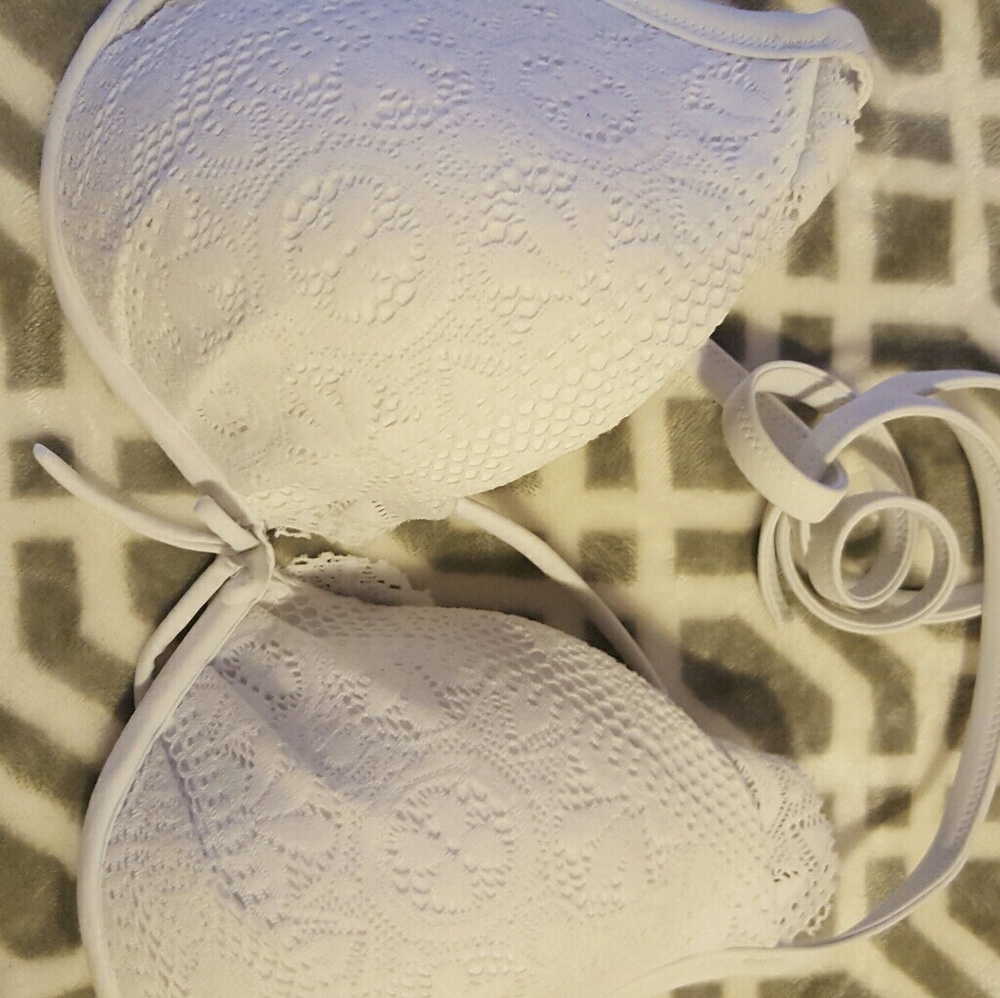 VS White Crochet Lace Bikini Top