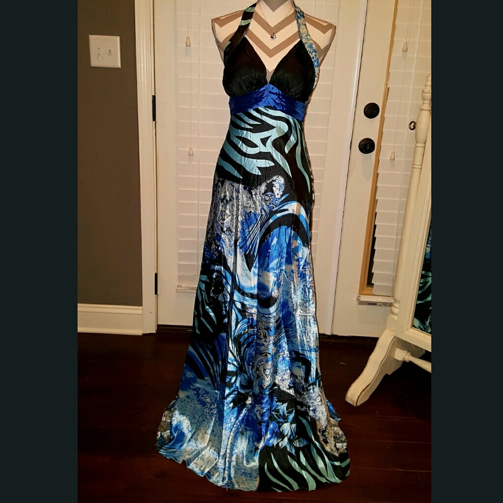 Ever-Pretty blue and black long dress size 8