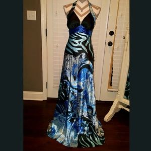Ever-Pretty blue and black long dress size 8