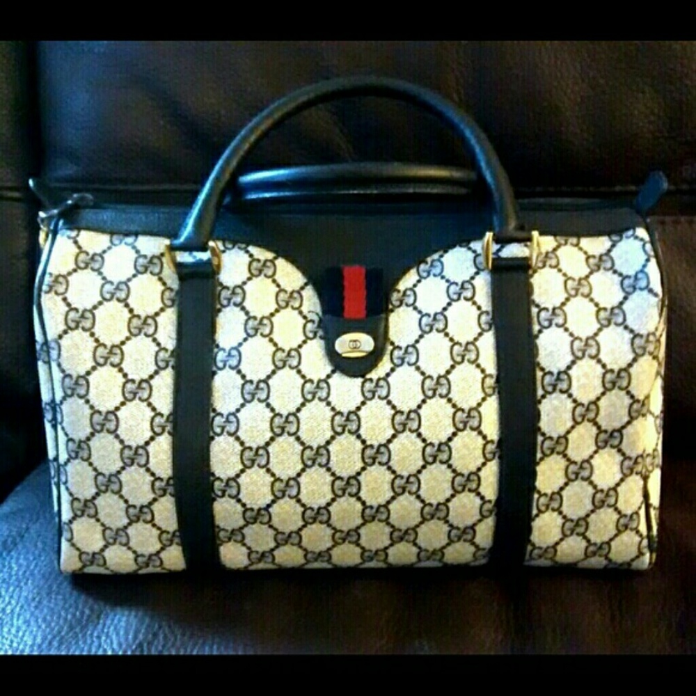 Vintage Gucci GG Web Boston Bag