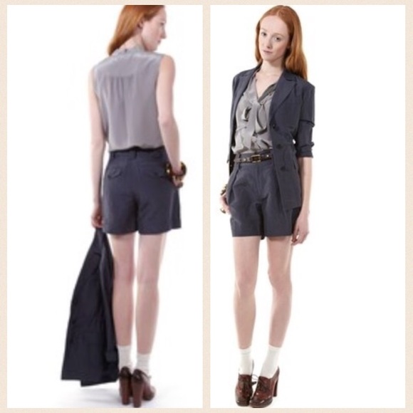 Marc by Marc Jacobs navy silk & linen shorts - Picture 3 of 8