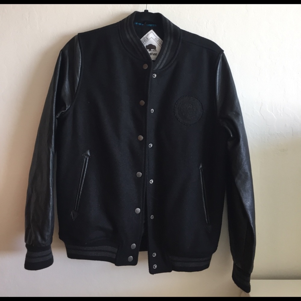 Faux leather bomber jacket