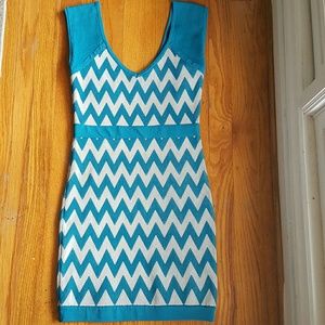 Blue chevron party dress