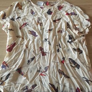 Silk shoe print shirt