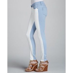 Paige Ultraskinny Colorblock Jeans, Cloud/White