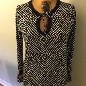 Michael Kors Black & White Blouse Flare Sleeves