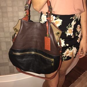 Neiman Marcus orYANY leather colorblock handbag
