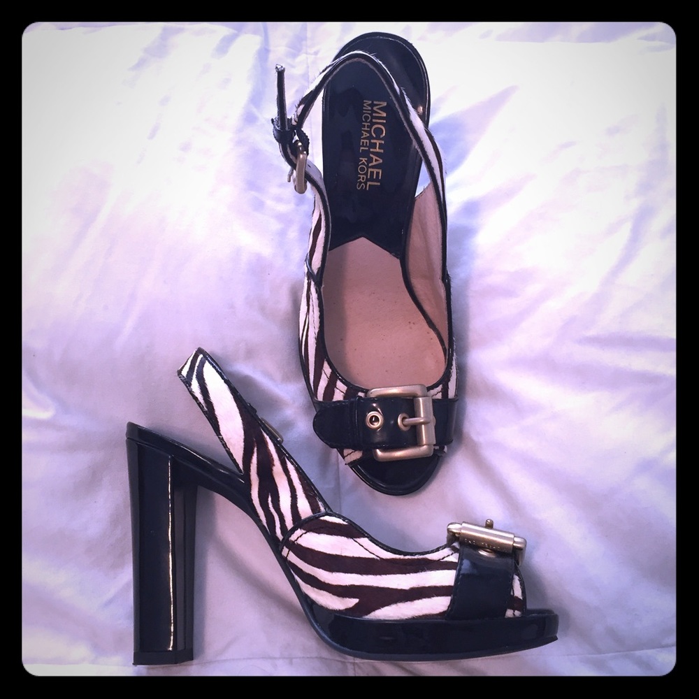 Black and White Michael Kors Zebra Heels