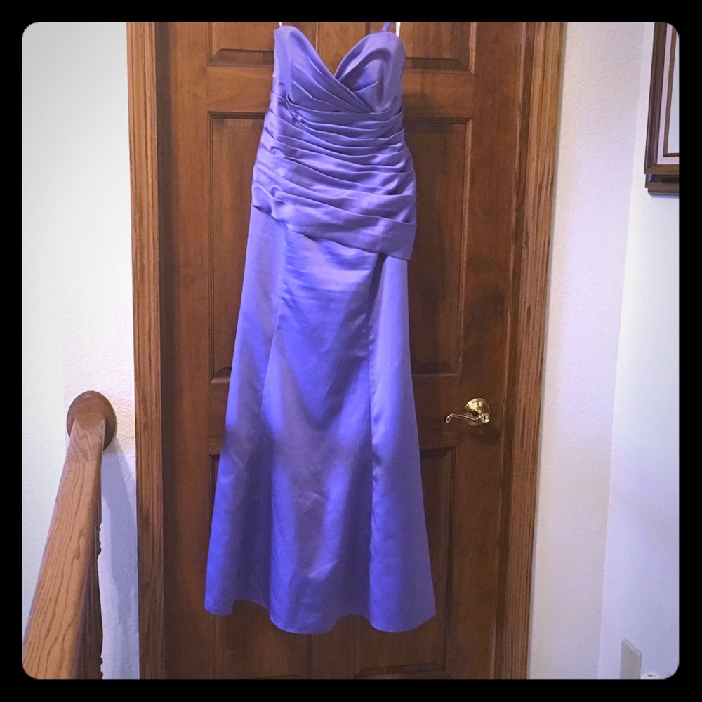 Satin strapless Da Vinci Bridesmaids dress